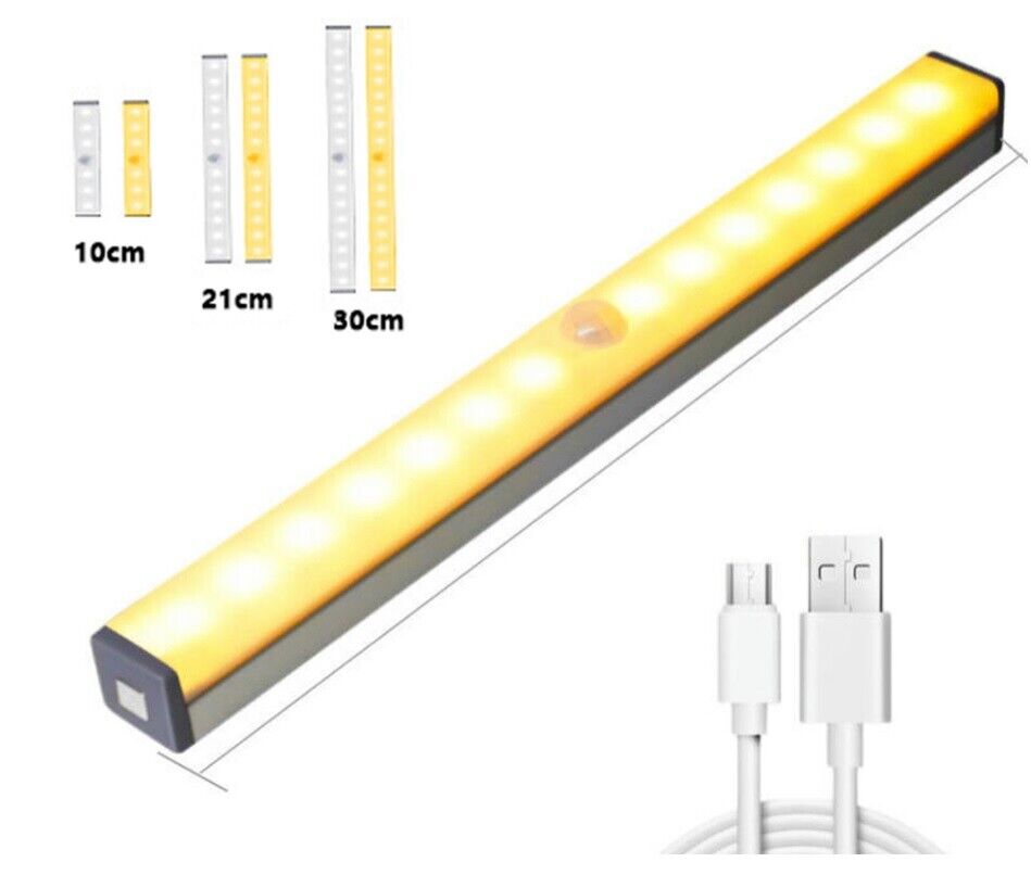 LED Wireless Rechargeable Light PIR Motion Sensor Strip Cabinet Closet Lamp DIY