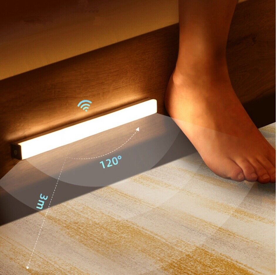 LED Wireless Rechargeable Light PIR Motion Sensor Strip Cabinet Closet Lamp DIY