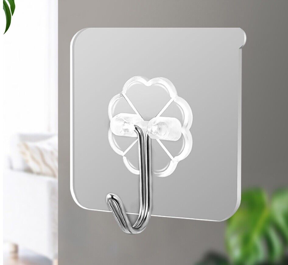 1-100 Coat Hooks Adhesive Strong Sticky Heavy Duty Wall Seamless Transparent