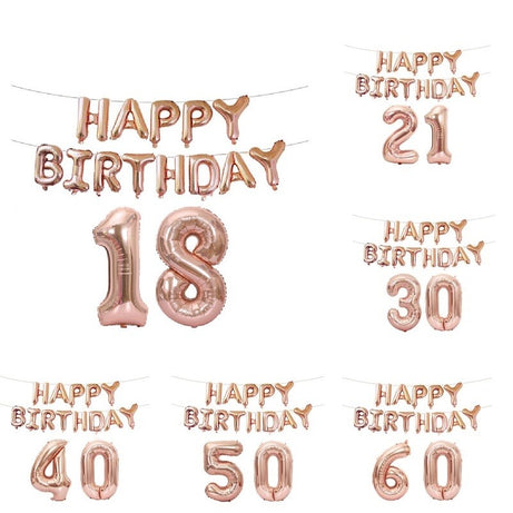 Birthday Balloons Set Banner Number 18 21 30 50 Alphabet Party Decoration Fun