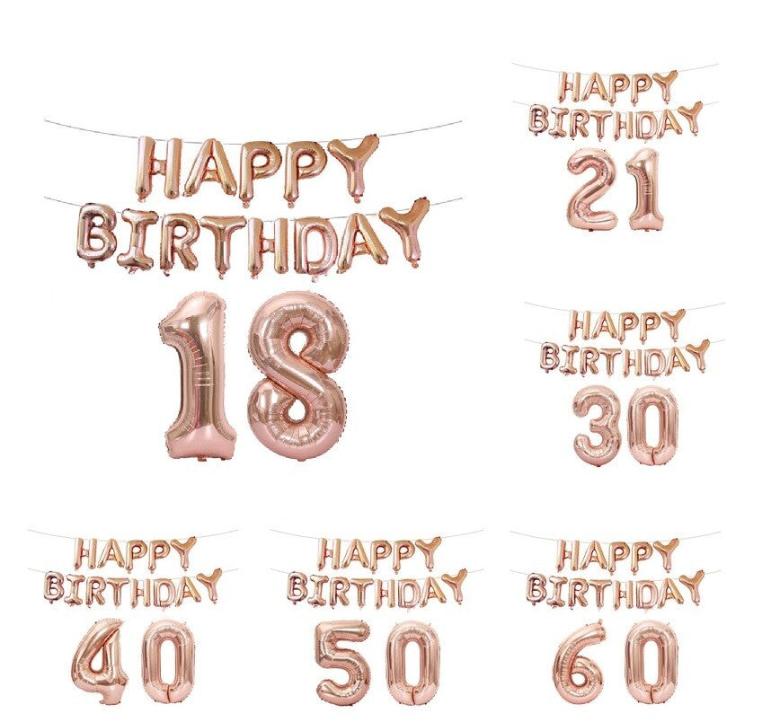 Birthday Balloons Set Banner Number 18 21 30 50 Alphabet Party Decoration Fun