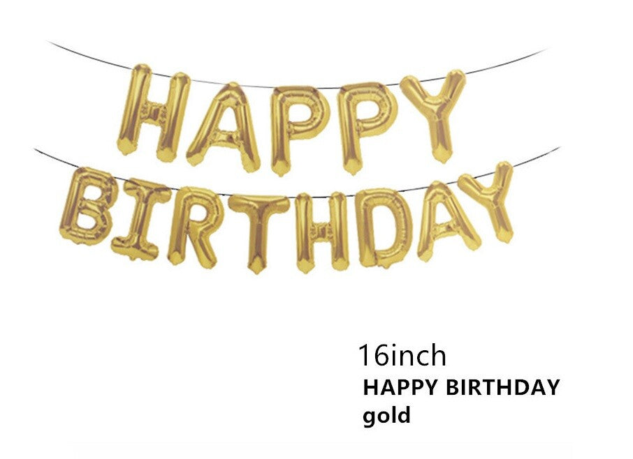HAPPY BIRTHDAY BALLOONS GOLD SELF INFLATING BANNER BUNTING PARTY DECORATION FUN