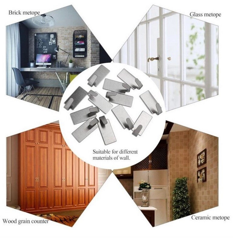 1-20 Coat Hooks Self Adhesive Sticky Heavy Duty Wall Seamless Stainless Steel UK