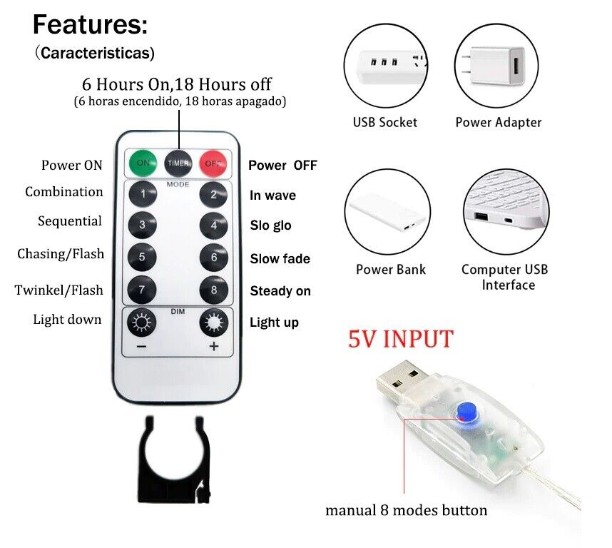 300 LED USB Window Curtain Fairy Lights Remote Wire Cold White Wedding Xmas New