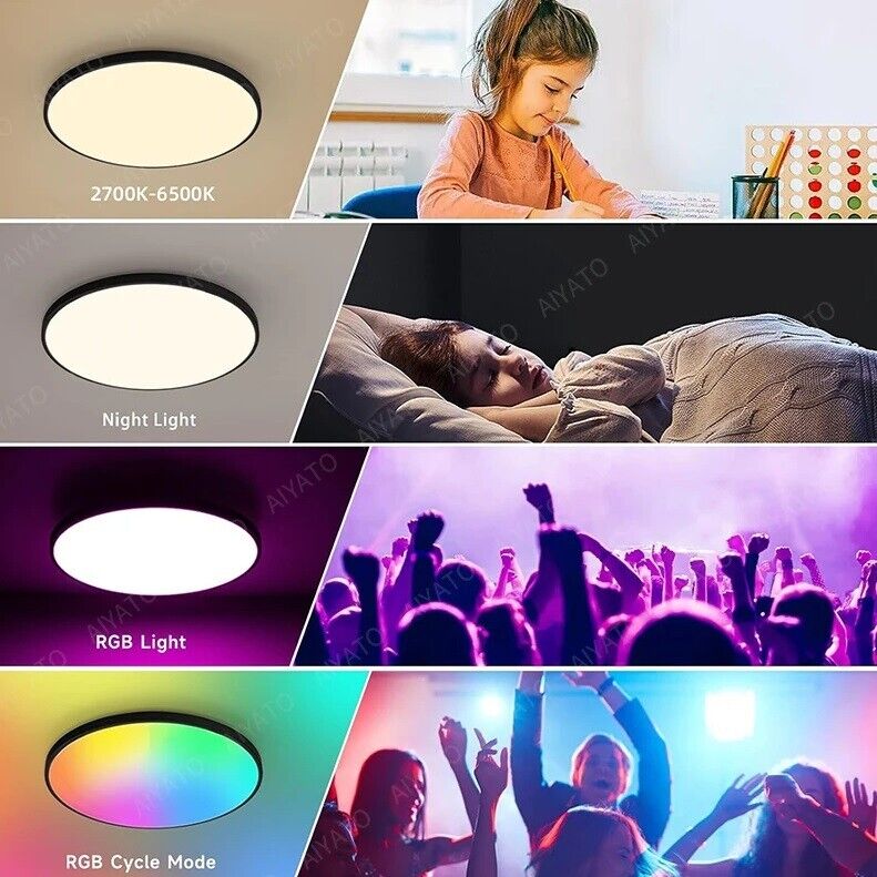 Smart LED Ceiling Light Lamp Colour Changing 30W Alexa Google Bluetooth WIFI RGB