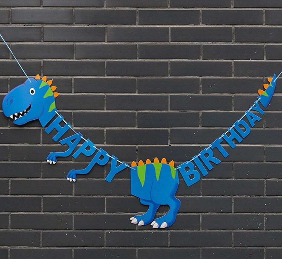 Dinosaur Happy Birthday Banner Hanging Bunting Party Decoration Garland Banners