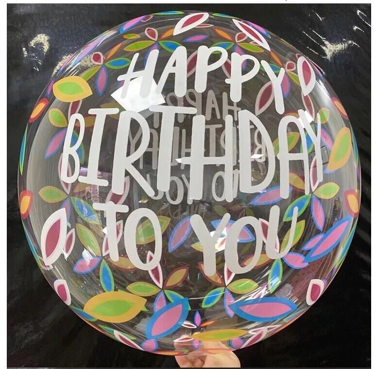Bobo Balloon Clear 20” Transparent Printed Helium Air Bubble Party Baby Birthday