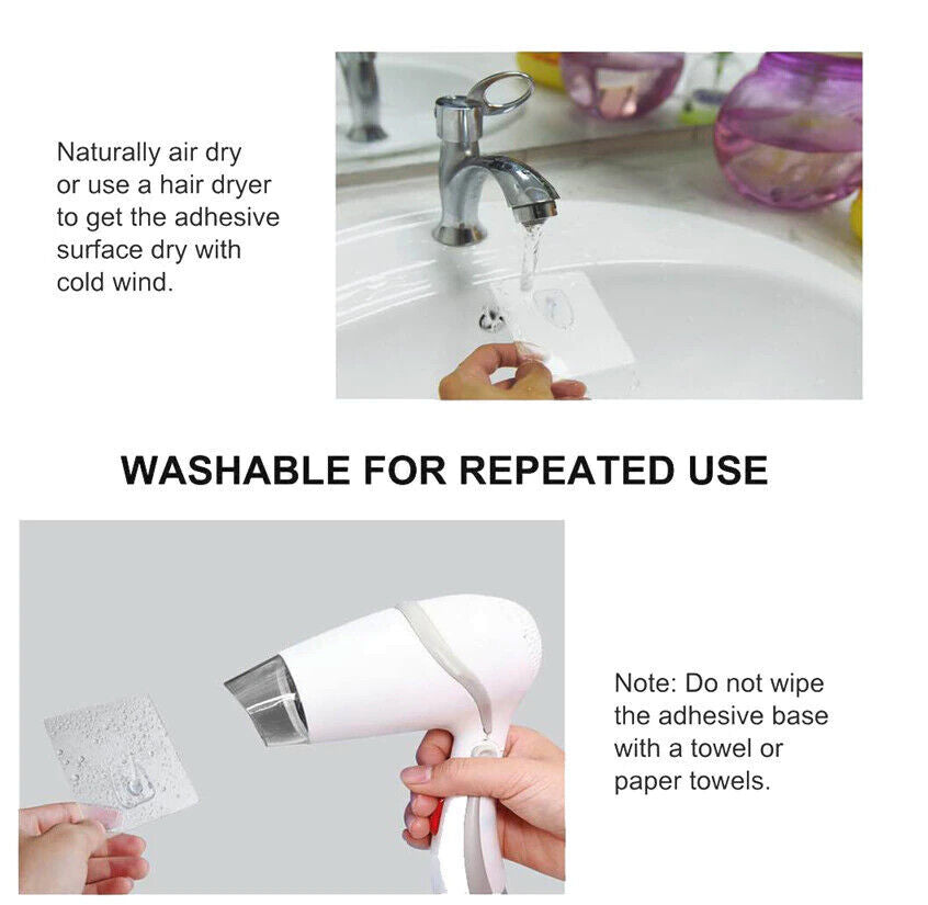 10 Hooks Transparent Strong Self Adhesive Door Wall Hangers Sticky Seamless