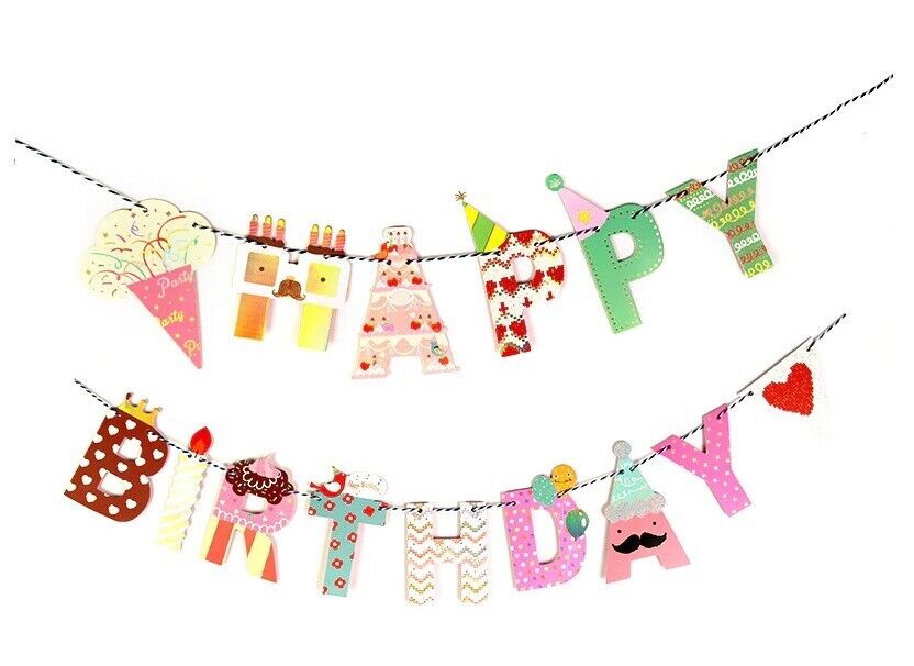 Happy Birthday Bunting Banner Party Hanging Letters Party Decoration Garland Fun