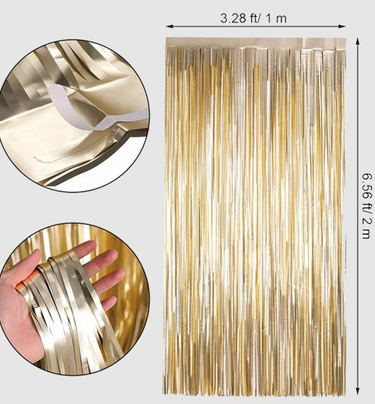 Curtain 2M Birthday Party Wedding Decoration Glossy Fringe Tinsel Foil Door