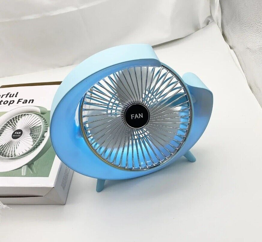 Fan LED Desk Portable USB 3 Speeds Rechargeable Cooler Cooling Silent Wireless