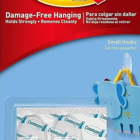 COMMAND Hooks Clear Small Hanging self adhesive Damage Free Pack of 2