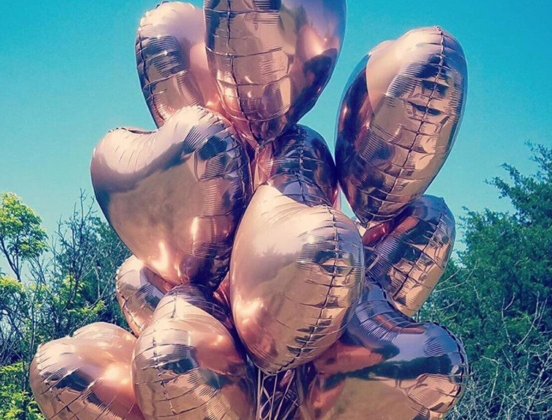 Heart Balloons 18” Rose Gold Foil Helium Air Birthday Party Wedding Décor Fun UK