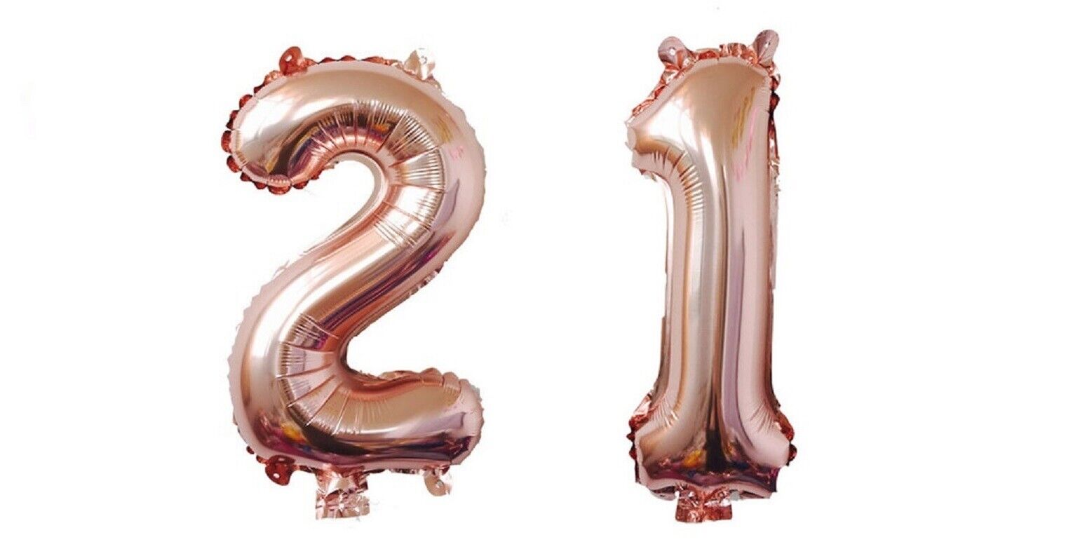 Happy Birthday Balloons Rose Gold Foil Number 16th 18th 21st 30th 40th 50th 60th