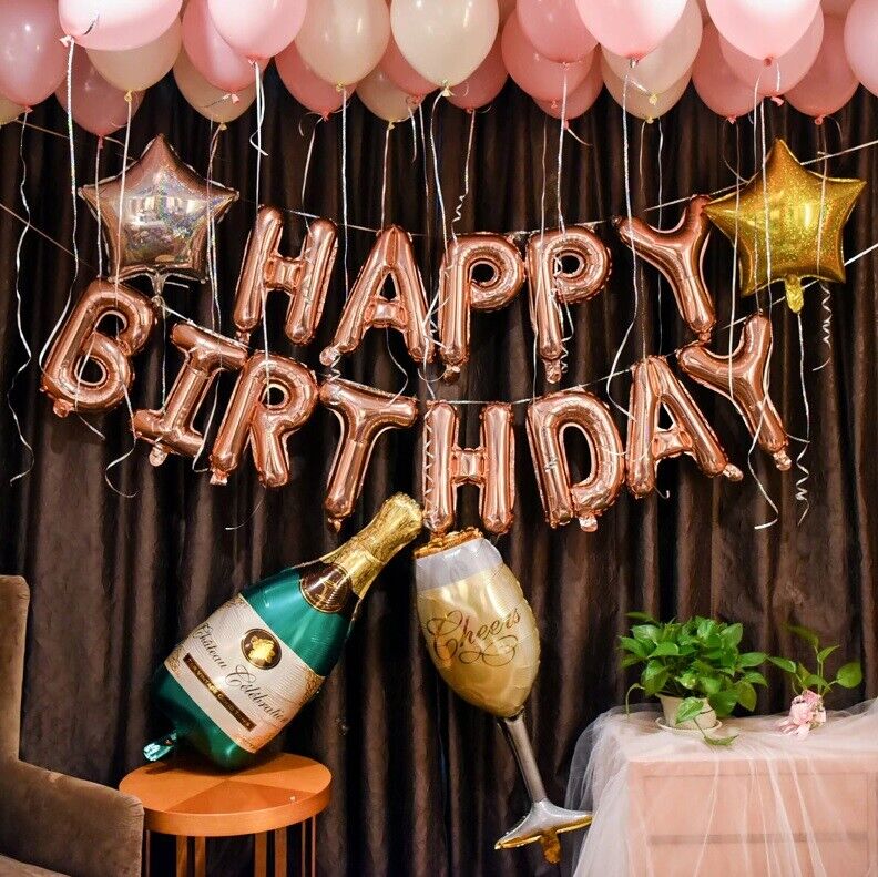 Happy Birthday Balloons 16 inch Birthday Foil Banner Hanging Letter Party Fun