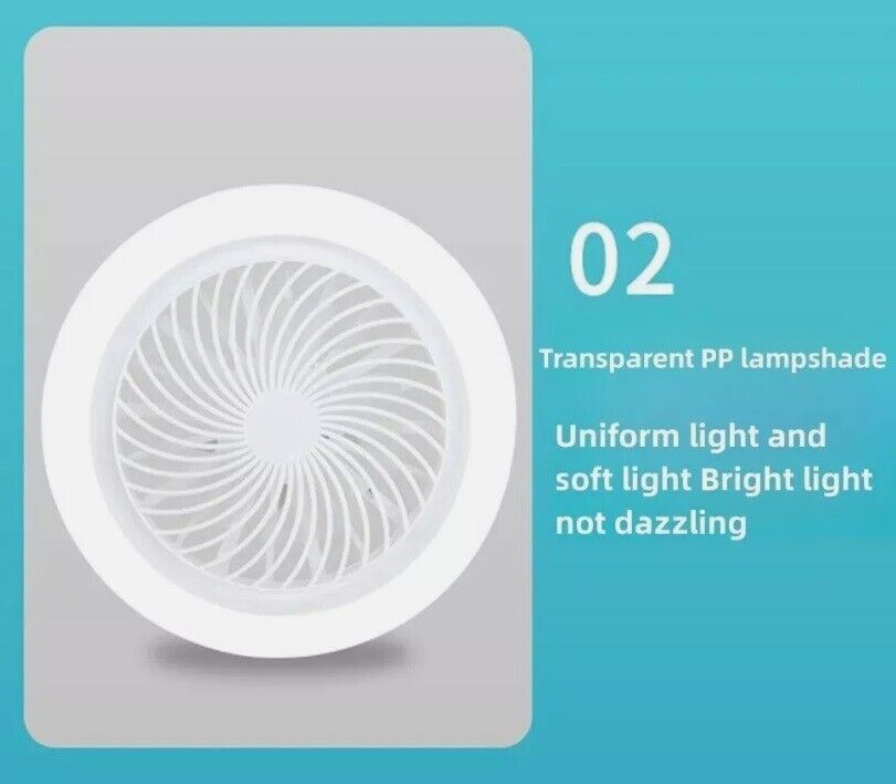 LED Fan Light Ceiling Adjustable Wind Speed Remote Control Bedroom Livingroom UK