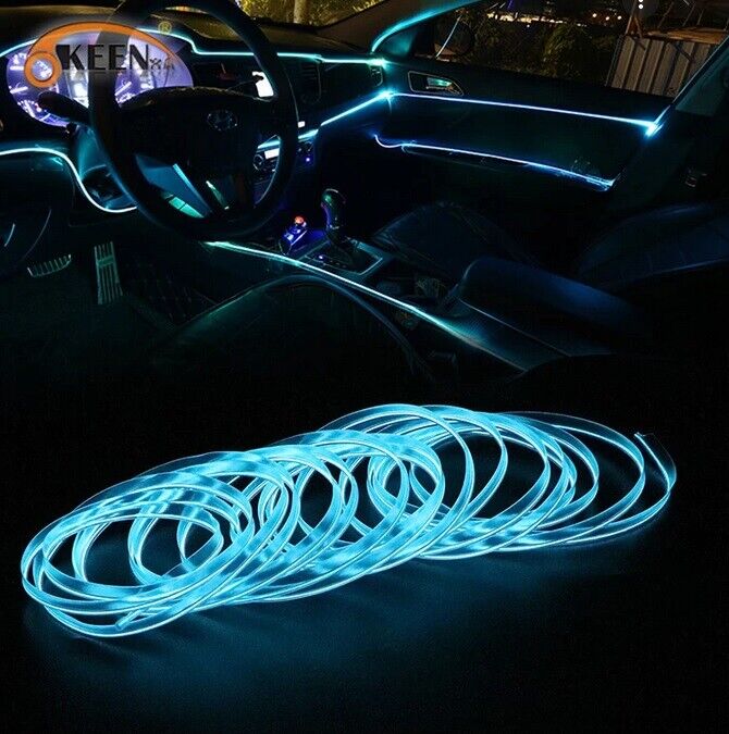 Car LED Strip Neon Rope EL Wire Flexible String Glow Light 5m DIY Lighting USB