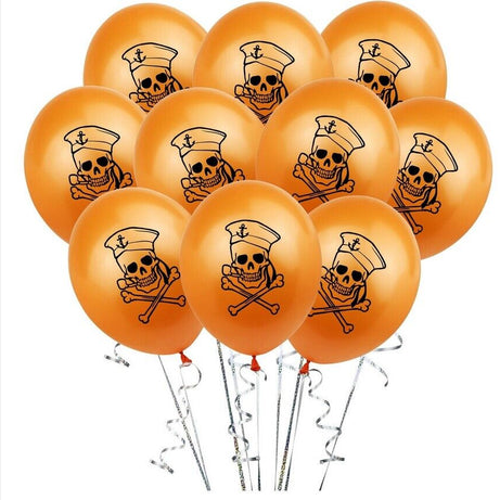Halloween Balloons 10x 12" Orange Spooky Decorations Skull Party Fun Kids