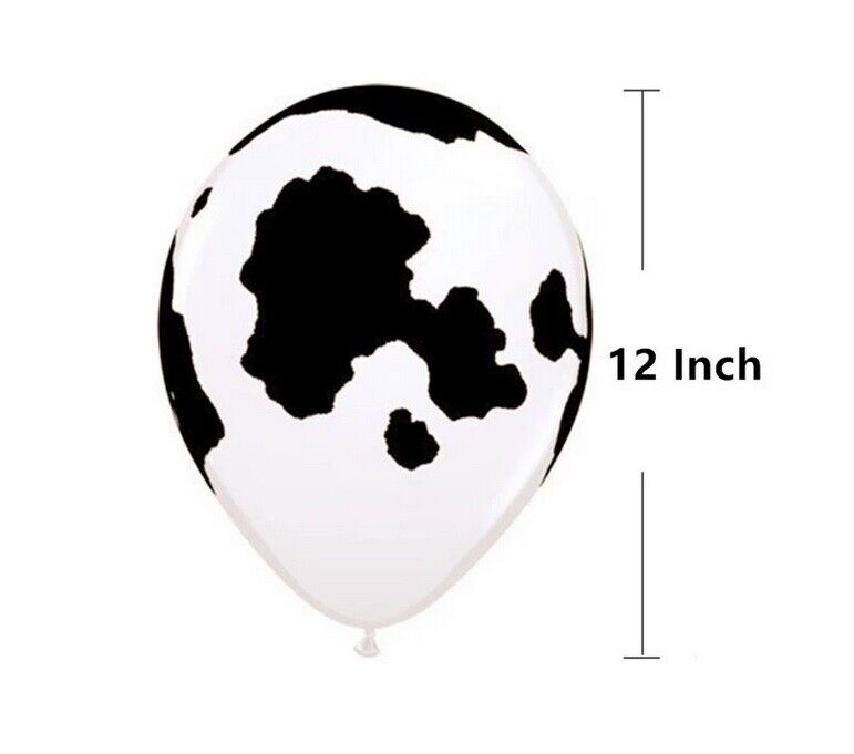 10 Black White Cow Spotted Printed Farm Animal Latex Balloon Party Decor 12