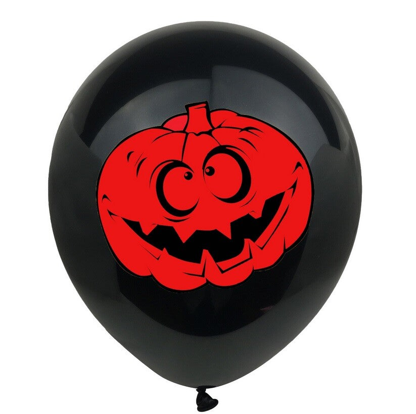 Halloween Balloons x 10 Black Orange Spooky Decorations Cobweb Pumpkin Party Fun