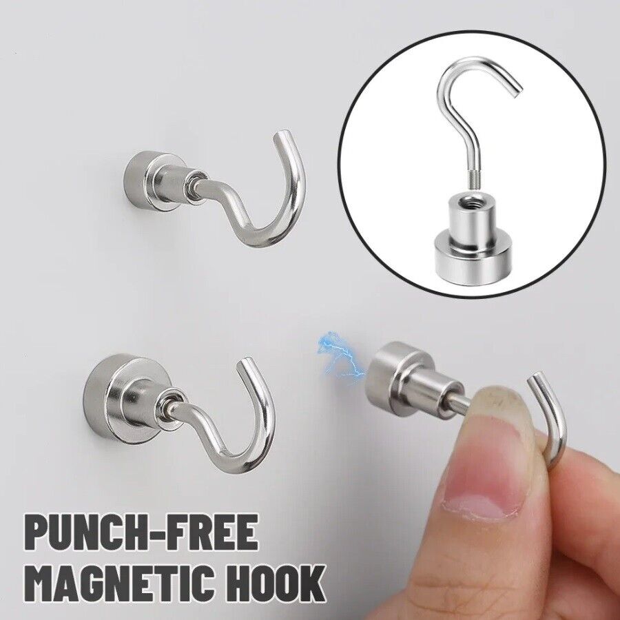 Magnetic Hooks Strong 10x Magnet Hanger Hold Neodymium Hook Heavy Duty Kitchen