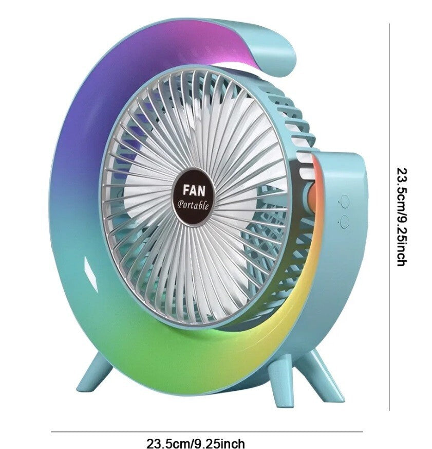 Fan LED Desk Portable USB 3 Speeds Rechargeable Cooler Cooling Silent Wireless
