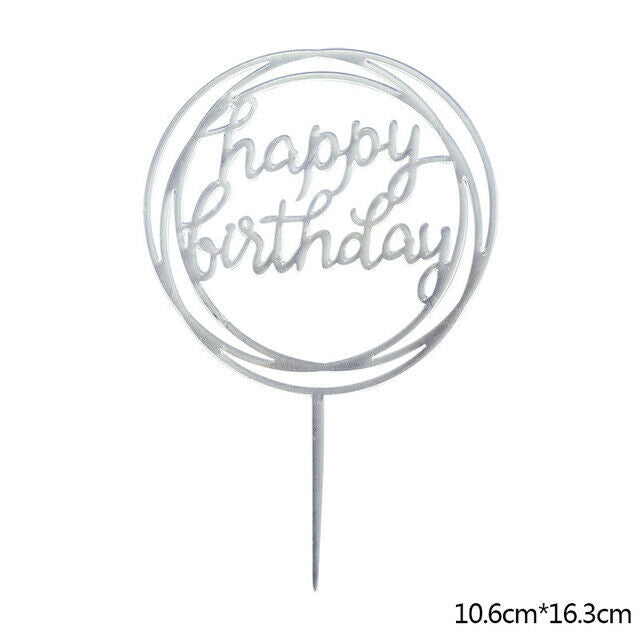Cake Topper Birthday Party Happy Decoration Acrylic DIY Cupcake Fun 18 Styles
