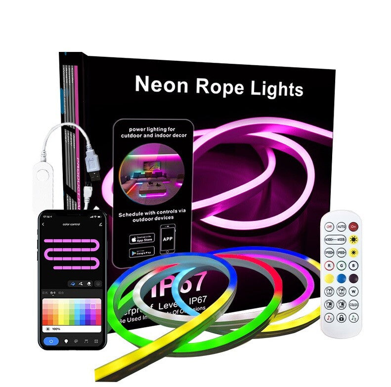 Neon LED Strip Rope Light RGB APP Remote Flexible Waterproof 3/5/10m UK Plug