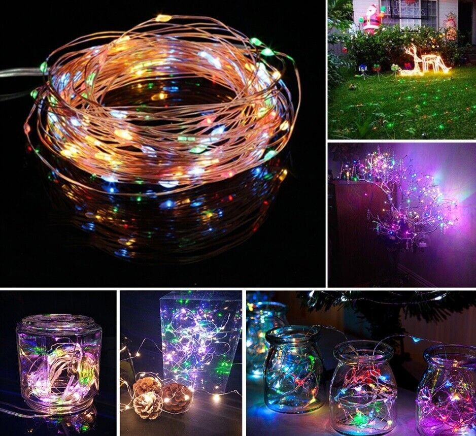 Solar LED Lights Waterproof Copper String Fairy Christmas Wedding Party Garden
