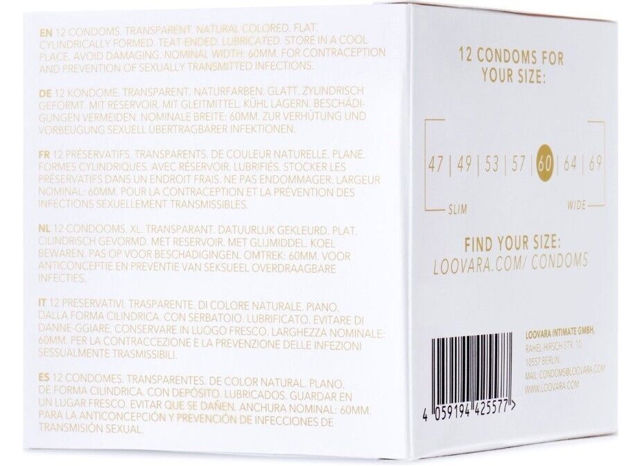 Condoms Loovara Vegan Rubber Pack of 12 - Bear 60mm