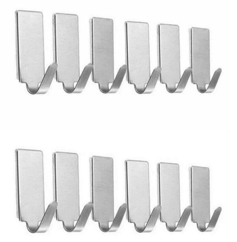 1-20 Coat Hooks Self Adhesive Sticky Heavy Duty Wall Seamless Stainless Steel UK