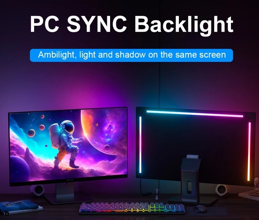 LED Strip Backlight for PC Monitor with Music Sync Computer, RGB LED Bar, 32” UK