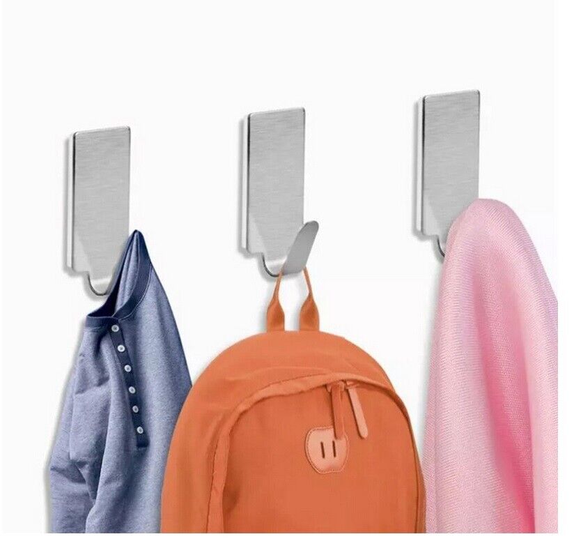 1-20 Coat Hooks Self Adhesive Sticky Heavy Duty Wall Seamless Stainless Steel UK