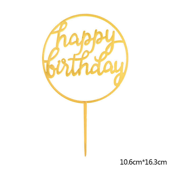 Cake Topper Birthday Party Happy Decoration Acrylic DIY Cupcake Fun 18 Styles