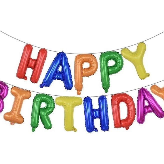 HAPPY BIRTHDAY BALLOONS CANDY SELF INFLATING BANNER BUNTING PARTY DECORATION