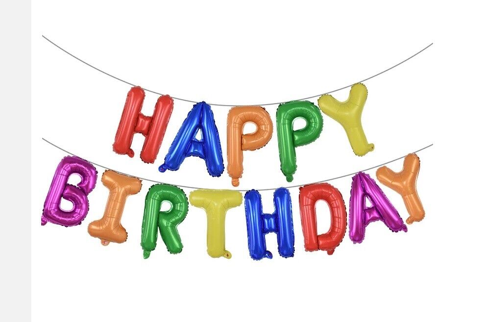 HAPPY BIRTHDAY BALLOONS CANDY SELF INFLATING BANNER BUNTING PARTY DECORATION