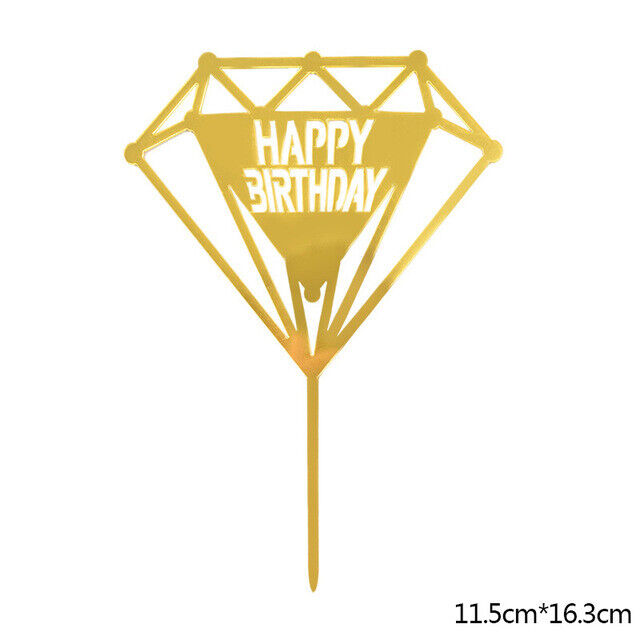 Cake Topper Birthday Party Happy Decoration Acrylic DIY Cupcake Fun 18 Styles