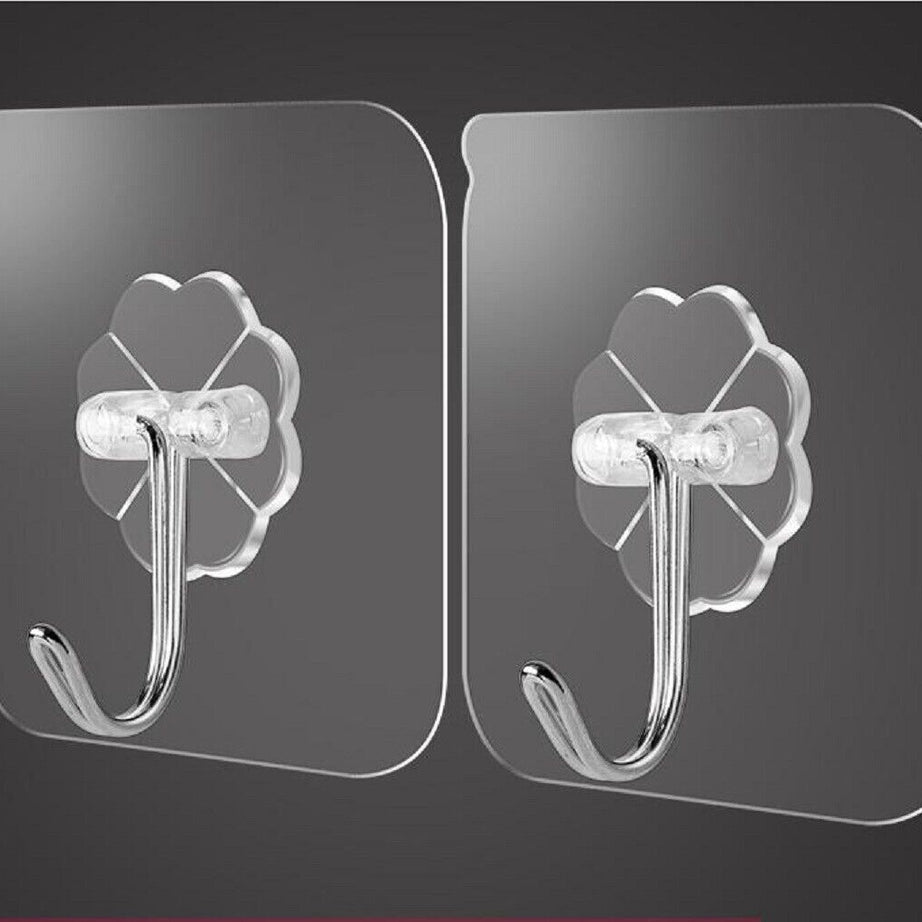1-20 Self Adhesive Strong Sticky Hooks Heavy Duty Wall Seamless Transparent Glue