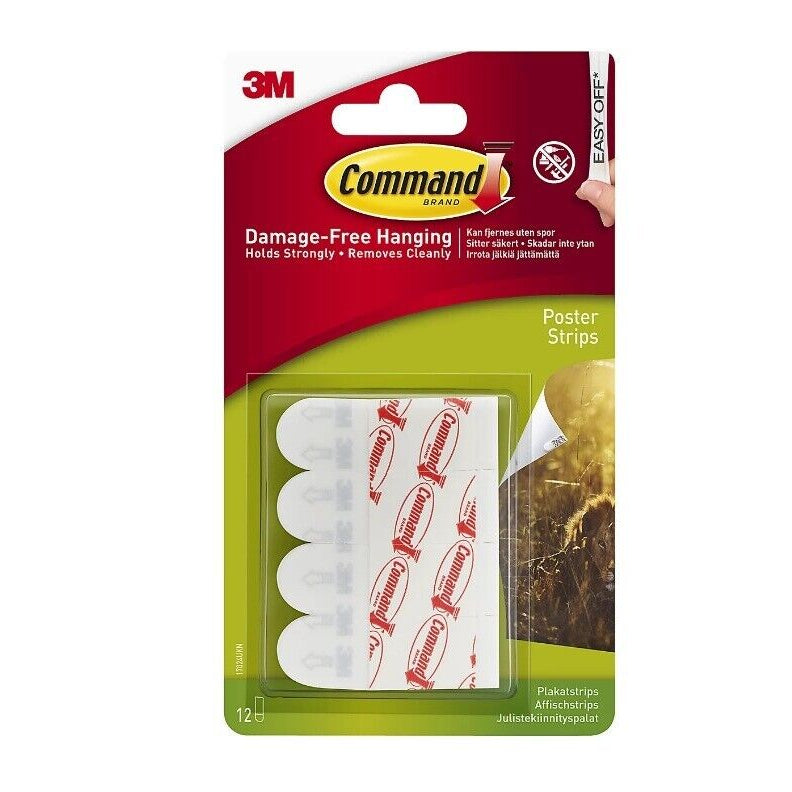 Command Adhesive Poster Strips Clean-removing 3M 12 Strips Wall Picture