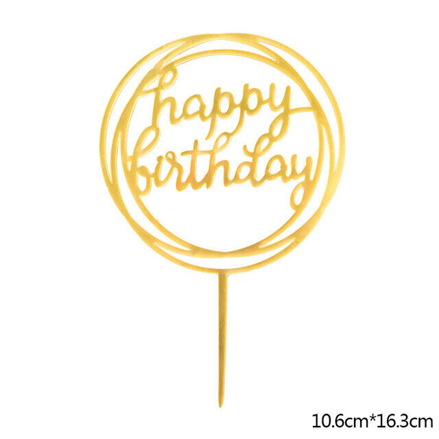 Cake Topper Birthday Party Happy Decoration Acrylic DIY Cupcake Fun 18 Styles