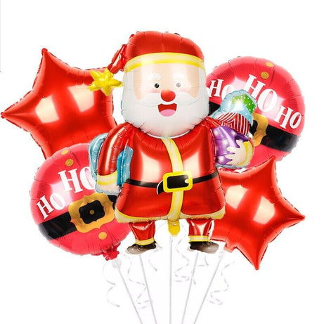 Santa Claus Balloons Set of 5 Foil Father Christmas Merry Xmas Party Kids Helium