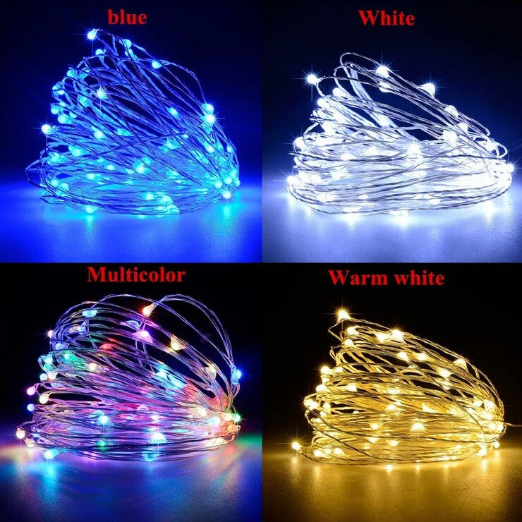 Solar LED Lights Waterproof Copper String Fairy Christmas Wedding Party Garden