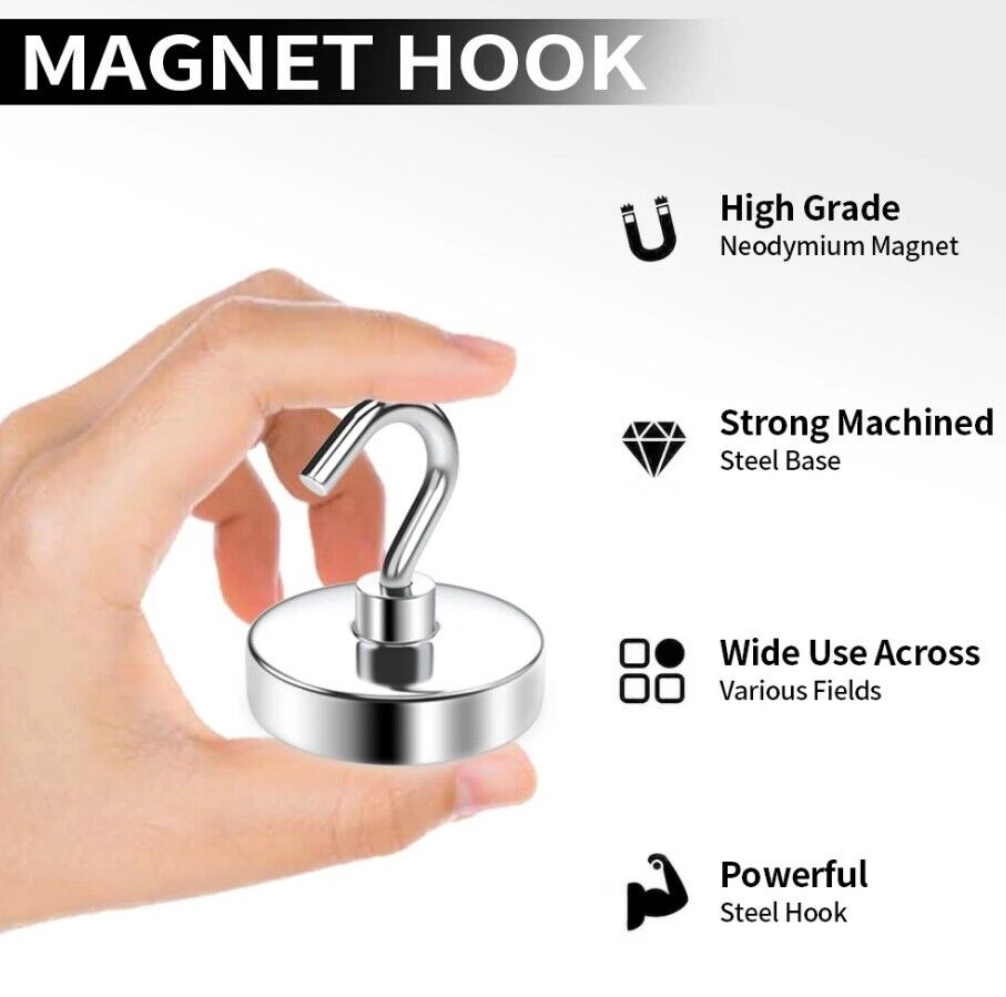 Magnetic Hooks Strong 10x Magnet Hanger Hold Neodymium Hook Heavy Duty Kitchen