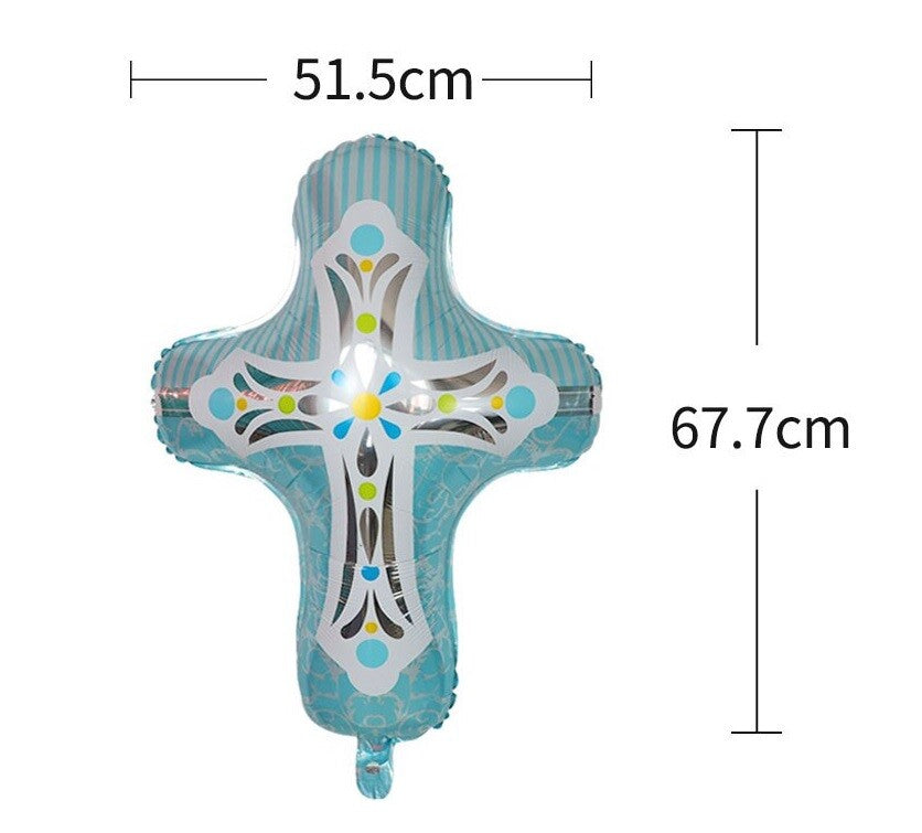 Cross Balloon 28” Baptism Easter Christening First Communion Wedding Pink Blue