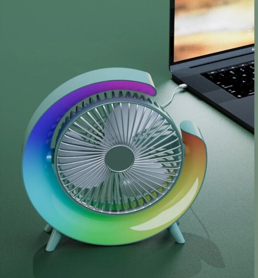 Fan LED Desk Portable USB 3 Speeds Rechargeable Cooler Cooling Silent Wireless