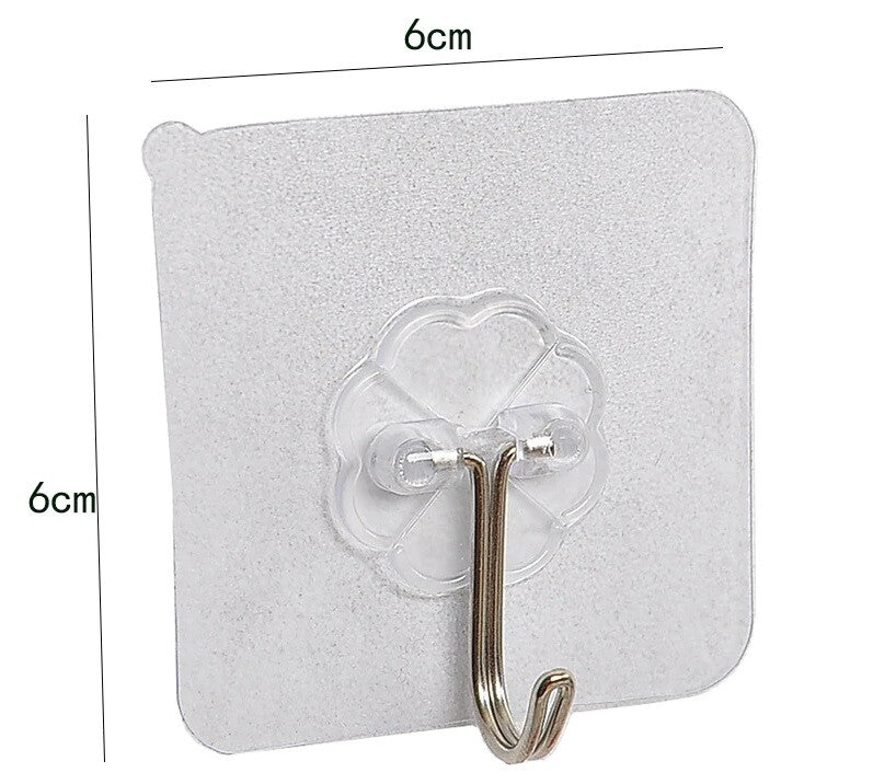 15 Hooks Self Adhesive Strong Sticky Heavy Duty Wall Seamless Transparent Hook