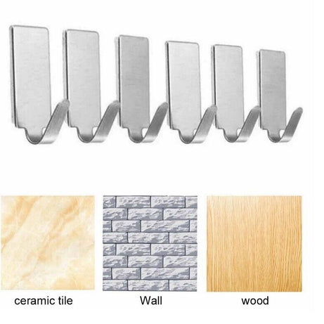 1-20 Coat Hooks Self Adhesive Sticky Heavy Duty Wall Seamless Stainless Steel UK