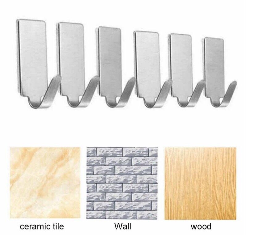 1-20 Coat Hooks Self Adhesive Sticky Heavy Duty Wall Seamless Stainless Steel UK