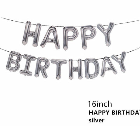 HAPPY BIRTHDAY BALLOON SILVER SELF INFLATINGBANNER BUNTING PARTY DECORATION FUN