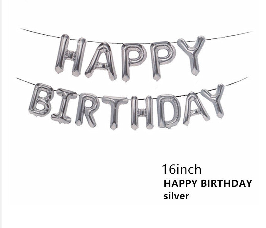 HAPPY BIRTHDAY BALLOON SILVER SELF INFLATINGBANNER BUNTING PARTY DECORATION FUN